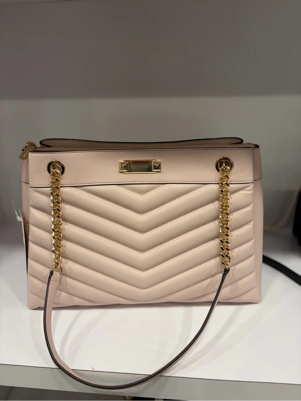 Michael Kors Pink Quilted Shoulder Bag with Gold Chain